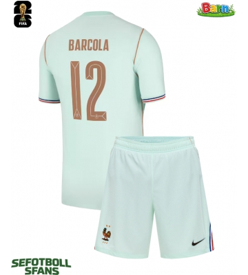 Frankrike Bradley Barcola #12 Bortaställ Barn VM 2026 Kortärmad (+ Korta byxor)